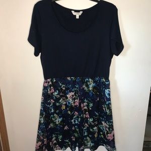 Charming Charlie Blue Floral T-Shirt dress